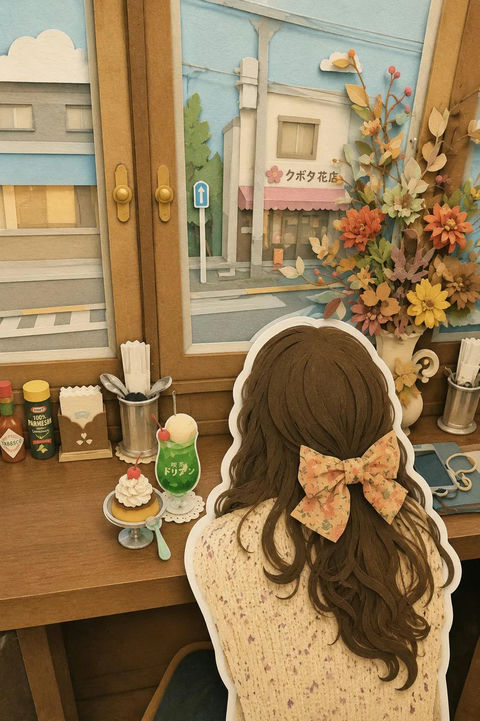 梦幻分层纸雕日系旅行少女插画