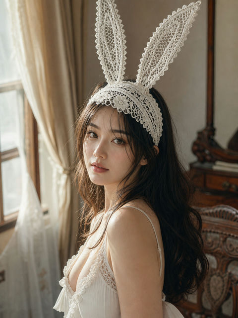 蕾丝兔耳东亚美女精致人像